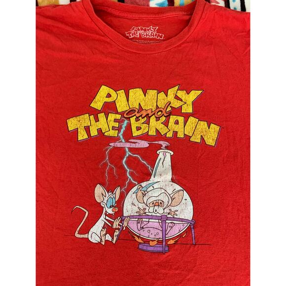 Pinky and The Brain T-Shirt – Men’s XL – Red – Classic Cartoon Graphic Tee - Picture 1 of 4